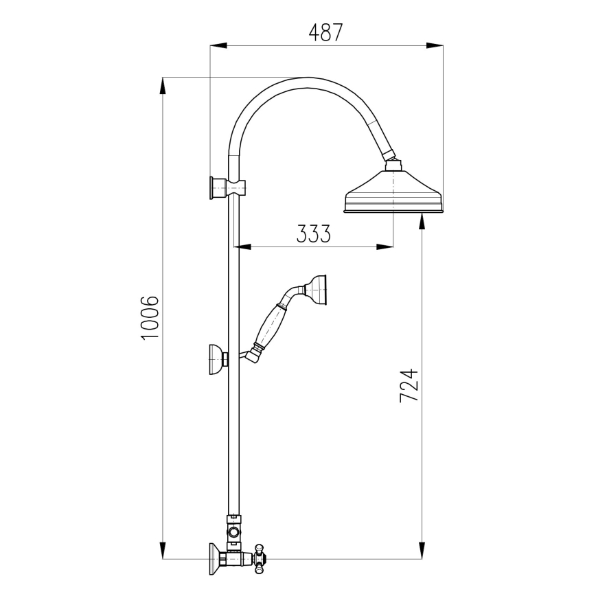 RAV Slezák MK181.5/3SM - Doucheset met MORAVA RETRO mengkraan, antiek messing