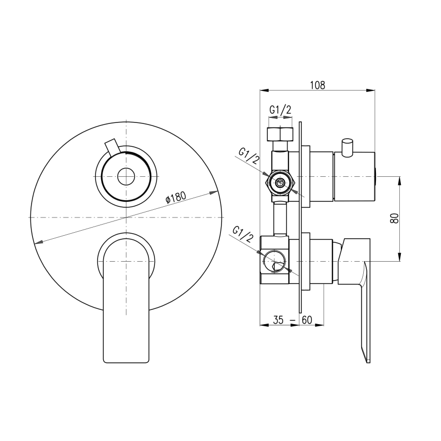 RAV Slezák NL187.3 - Douchekraan voor inbouwmontage NIL glanzend chroom
