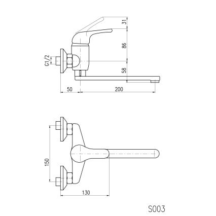 RAV Slezák SA001.5/23 - Spoelbak-/wastafelmengkraan SAZAVA glanzend chroom