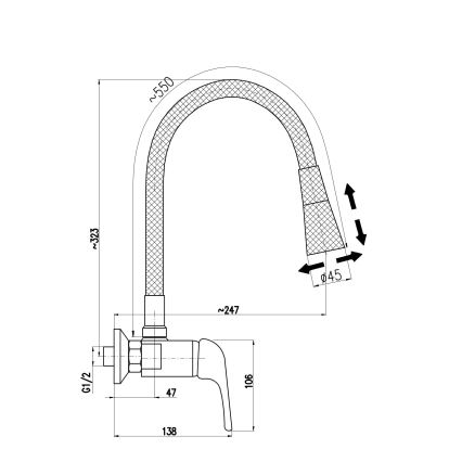 RAV Slezák SA002.5/13 - Keukenkraan SAZAVA 32,3 cm zwart/glanzend chroom