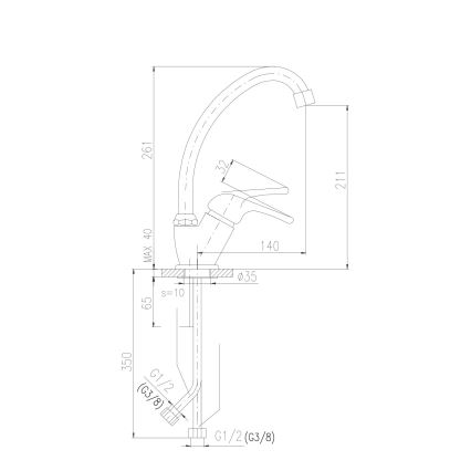 RAV Slezák SA006.0/1 - Keukenmengkraan SAZAVA 26,1 cm glanzend chroom
