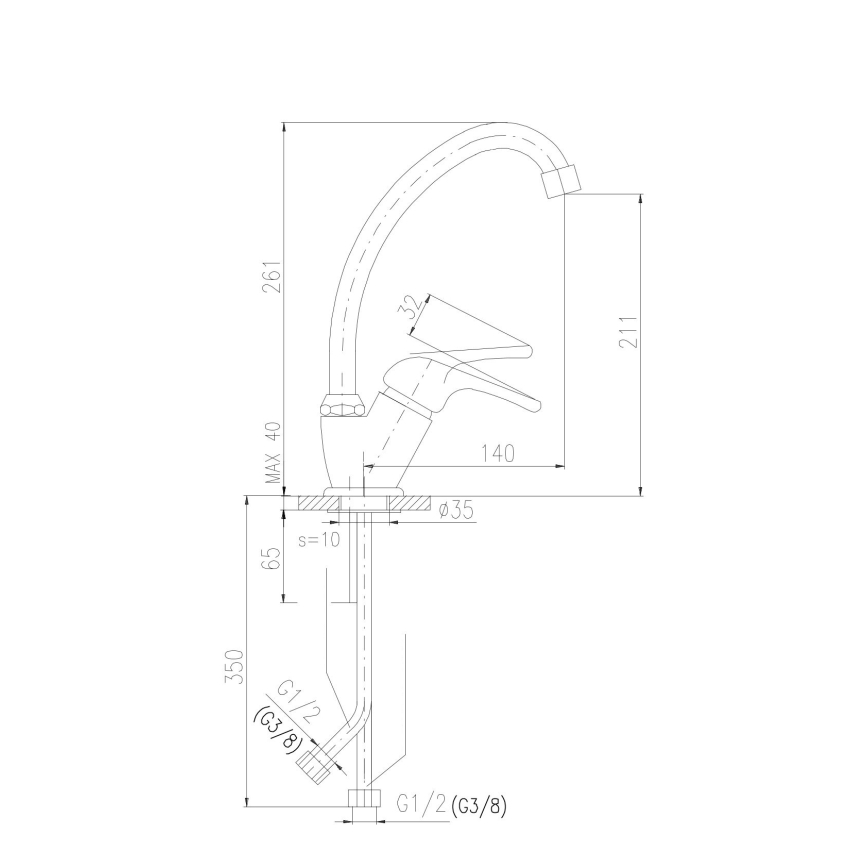 RAV Slezák SA006.0/1 - Keukenmengkraan SAZAVA 26,1 cm glanzend chroom