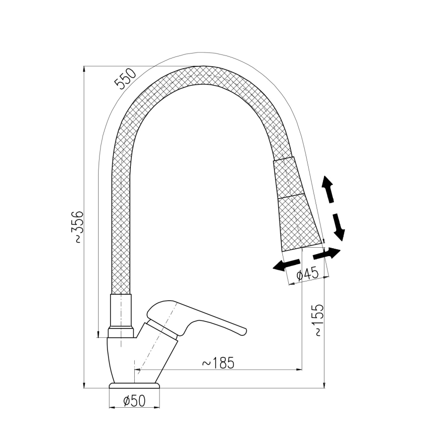 RAV Slezák SA006.0/13S - Keukenkraan SAZAVA met flexibele uitloop, 35,6 cm, grijs/glanzend chroom