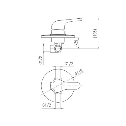 RAV Slezák SA083 - Inbouwdouchekraan SAZAVA, glanzend chroom