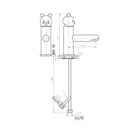 RAV Slezák SE326.0 - Wastafelkraan JUNIOR 18,2 cm rood/blauw