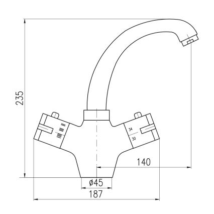 RAV Slezák TRM26.0 - Thermostatische wastafelmengkraan TERMO 23,5 cm glanzend chroom