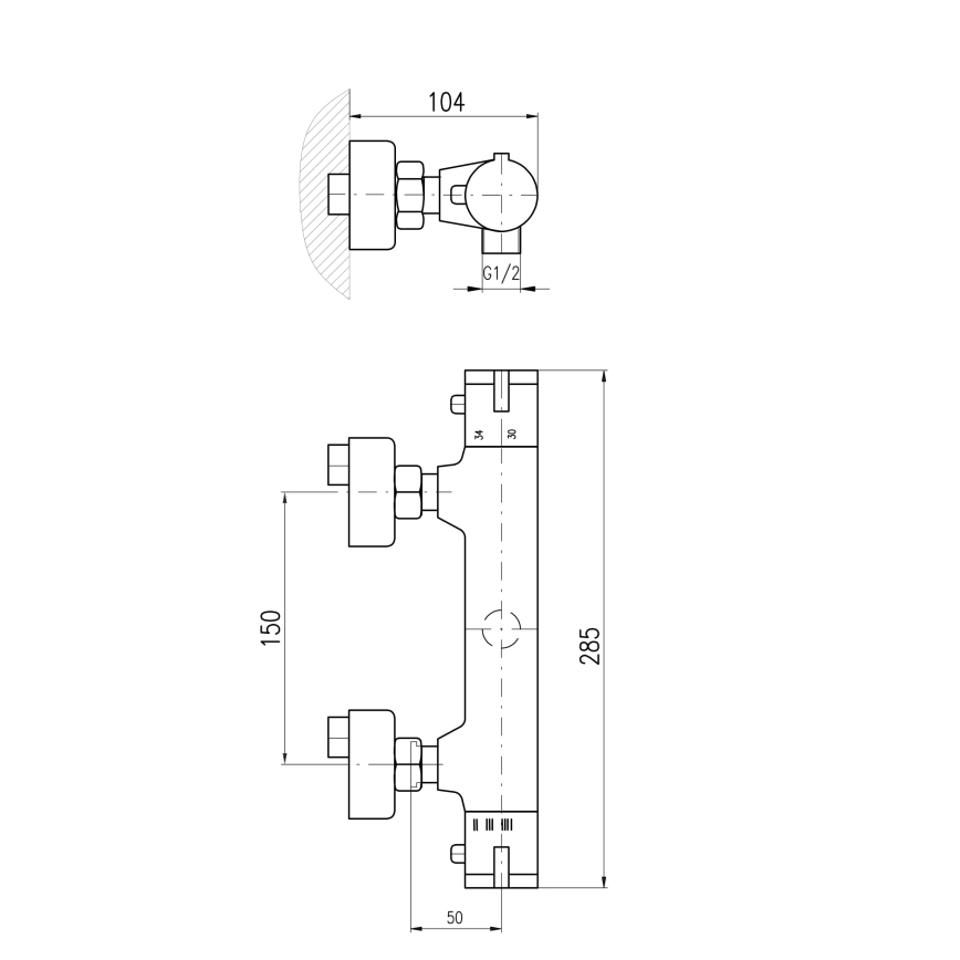 RAV Slezák TRM80.5CMAT - Thermostatische douchemengkraan TERMO mat zwart