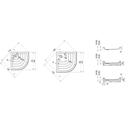 Ravak A207001120 - Kwadrant douchebak RONDA 90x90 cm wit