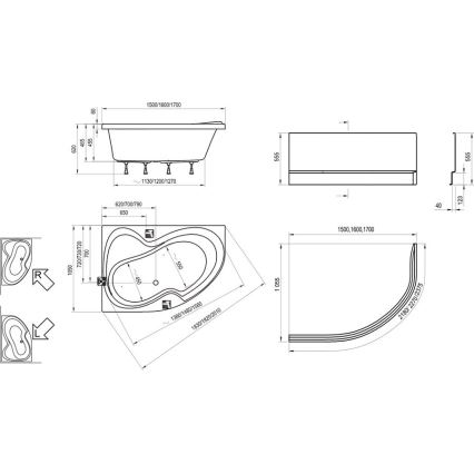 Ravak C421000000 - Hoekbad ROSA 170x105 cm acryl/wit