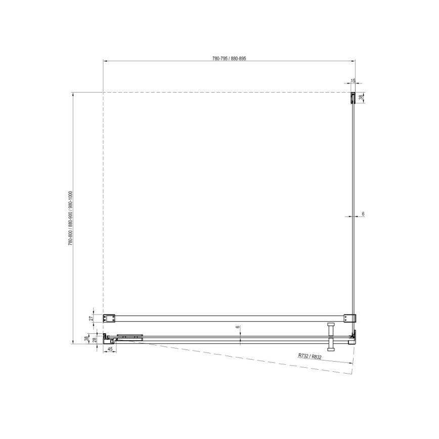 Ravak - Douchecabine COOL 80x80 cm zwart