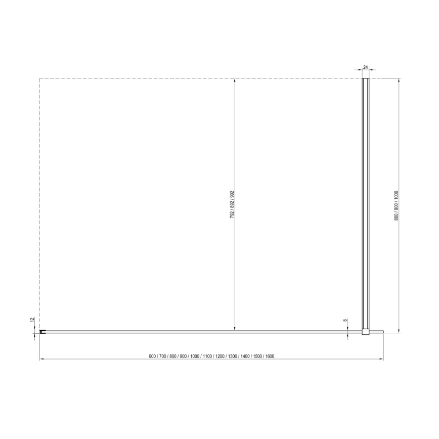 Ravak GW9WA030SZ1 - Inloopdouche WALK-IN 100x200 cm zwart