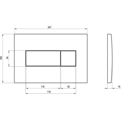 Ravak X01456 - Spoelknop UNI 24,7 x 16,5 cm mat chroom