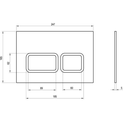 Ravak X01739 - Spoelknop TWIN 24,7 x 16,5 cm, wit
