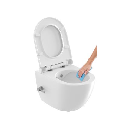 Ravak X01912 - Hangend toilet met bidetdouche CHROME keramiek/wit