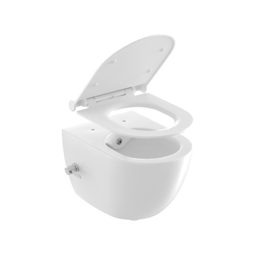 Ravak X01912 - Hangend toilet met bidetdouche CHROME keramiek/wit