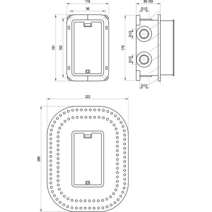 Ravak X070074 - Basislichaam voor inbouwmengkranen R-BOX MULTI 18,1x11,6 cm