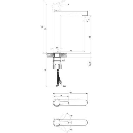 Ravak X070114 - Wastafelkraan PURI 32,2 cm glanzend chroom