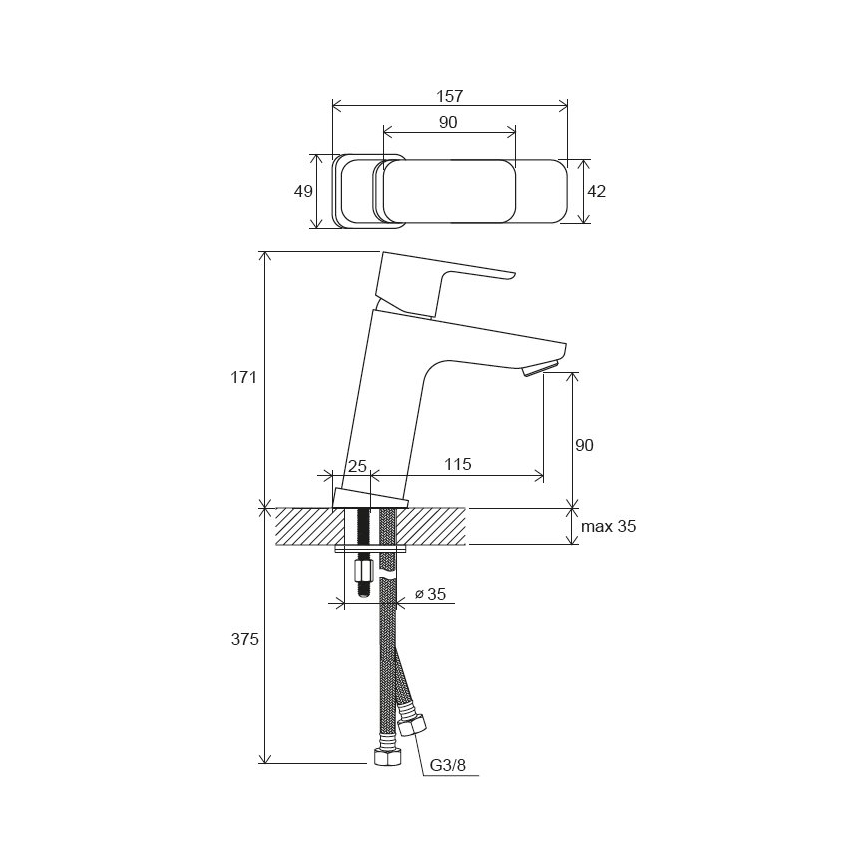 Ravak X070129 - Wastafelmengkraan FREE 17,1 cm glanzend chroom