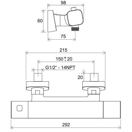 Ravak X070140 - Thermostatische douchekraan FREE, glanzend chroom