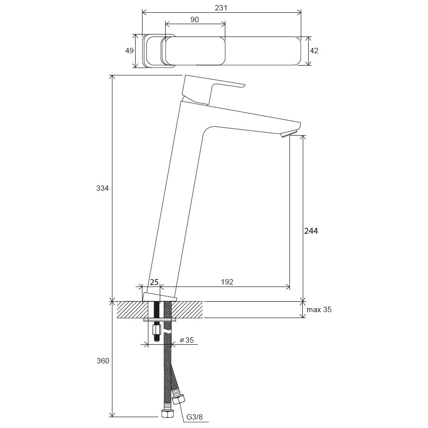 Ravak X070151 - Wastafelmengkraan FREE 33,4 cm zwart