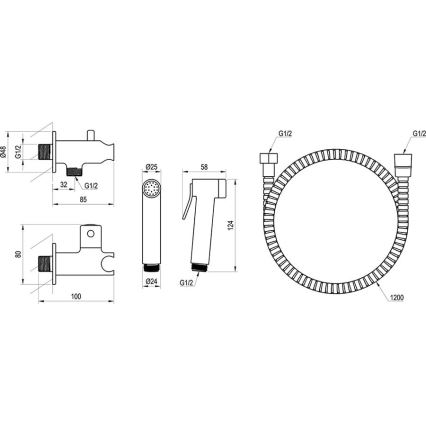 Ravak X070166 - Handbidetdouche voor inbouwmontage, glanzend chroom