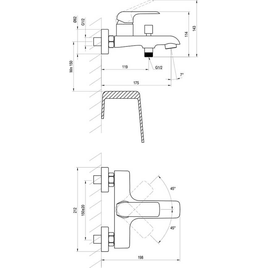 Ravak X070175 - Badmengkraan FLAT mat zwart
