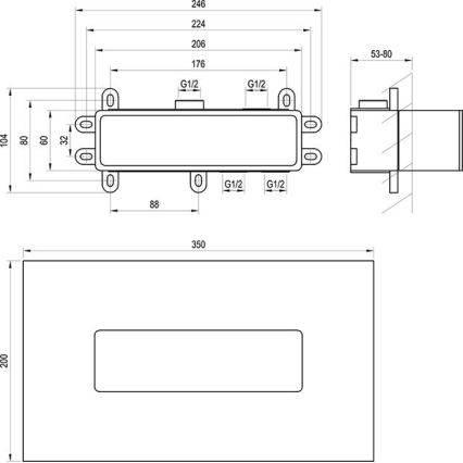 Ravak X070233 - Basiselement voor inbouwmengkranen R-BOX 10,4x24,6 cm