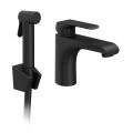 Ravak X070439 - Wastafelmengkraan met bidetdouche FLAT mat zwart