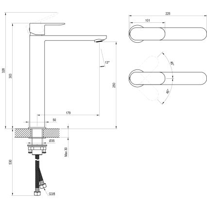 Ravak X070447 - Wastafelkraan CHROME 30,3 cm glanzend chroom