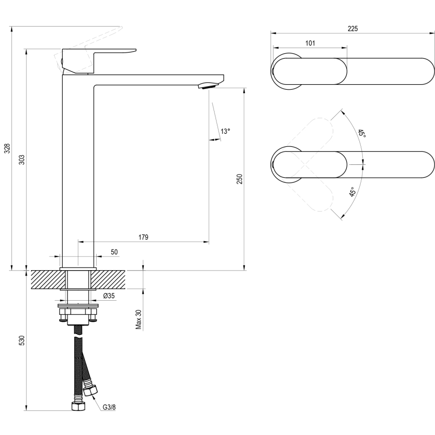 Ravak X070447 - Wastafelkraan CHROME 30,3 cm glanzend chroom