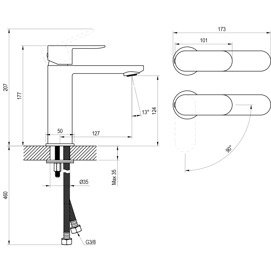 Ravak X070448 - Wastafelkraan CHROME 17,7 cm glanzend chroom
