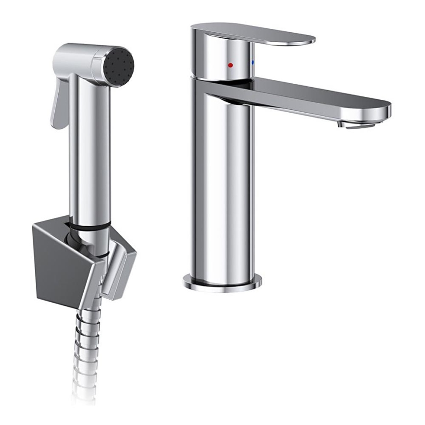 Ravak X070450 - Wastafelmengkraan met bidetdouche CHROME glanzend chroom