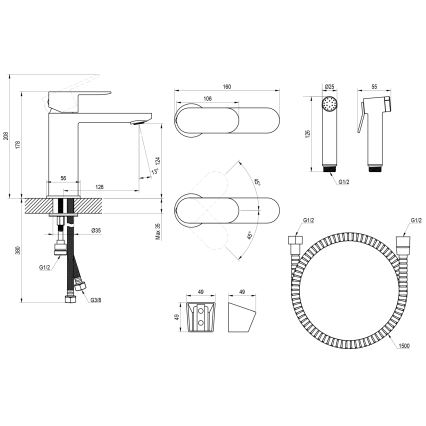 Ravak X070450 - Wastafelmengkraan met bidetdouche CHROME glanzend chroom