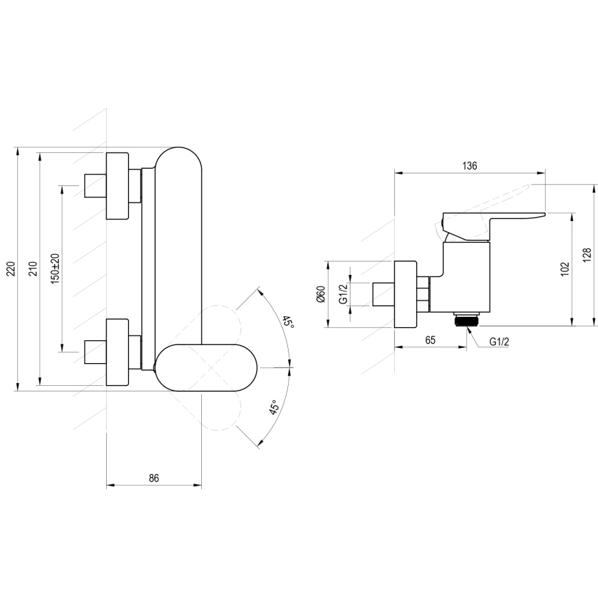 Ravak X070452 - Douchekraan CHROME, glanzend chroom