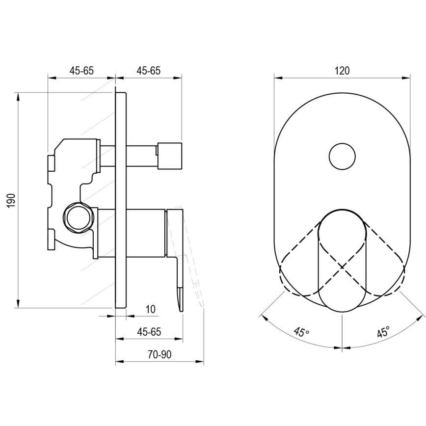 Ravak X070466 - Douchemengkraan voor inbouw CHROME zwart