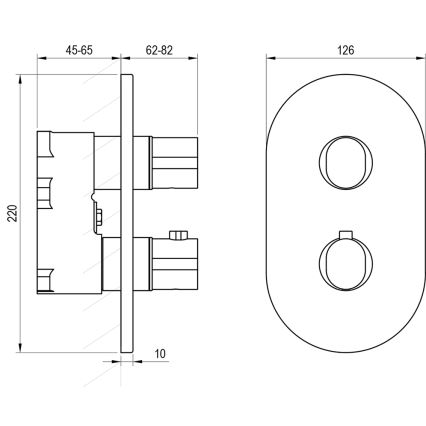 Ravak X070467 - Thermostatische douchemengkraan voor inbouwmontage CHROME zwart