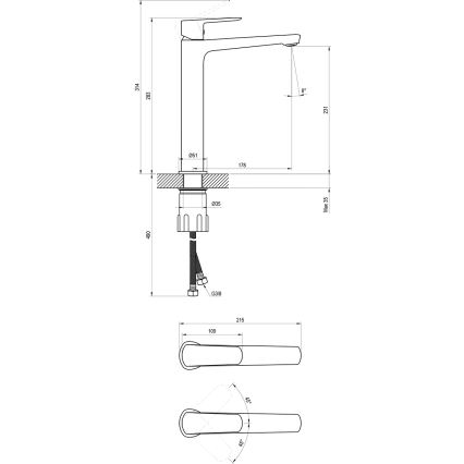 Ravak X070478 - Wastafelkraan LIFE 28 cm zwart