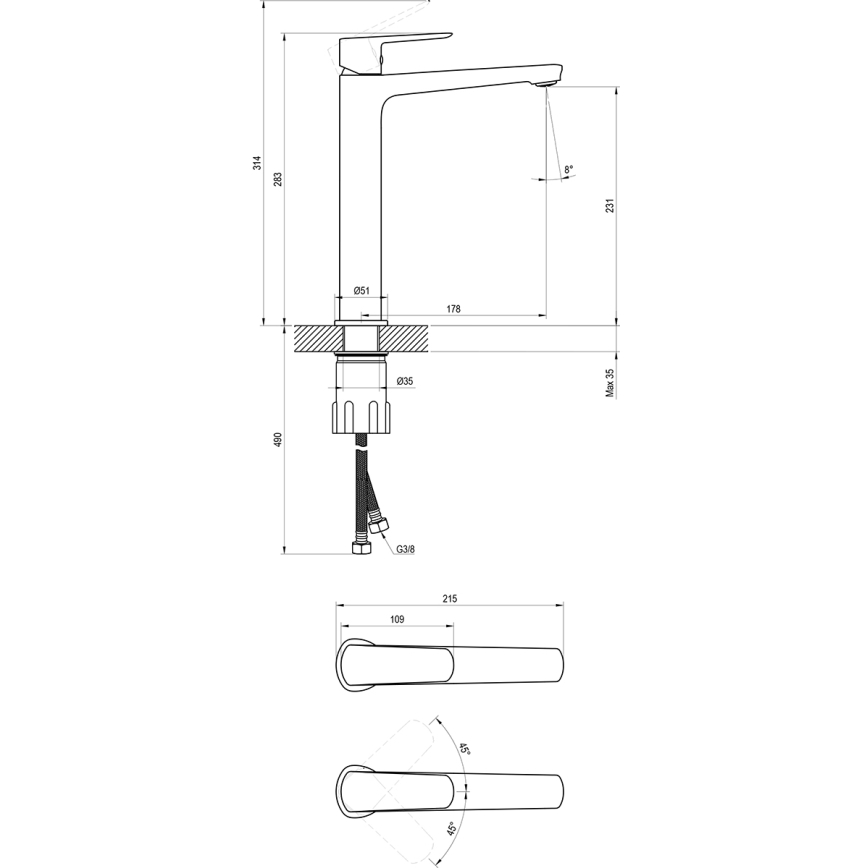 Ravak X070478 - Wastafelkraan LIFE 28 cm zwart