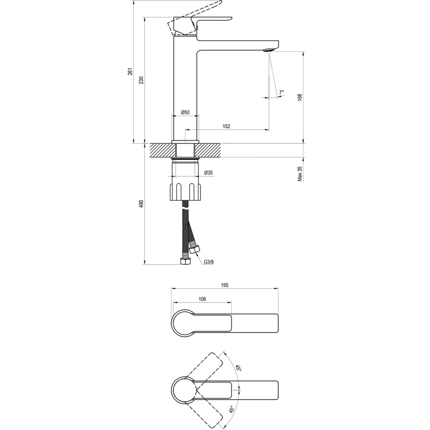 Ravak X070483 - Wastafelkraan SOLAR 23 cm glanzend chroom