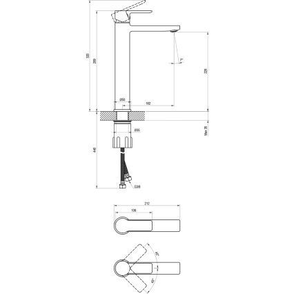 Ravak X070490 - Wastafelmengkraan SOLAR 29 cm zwart
