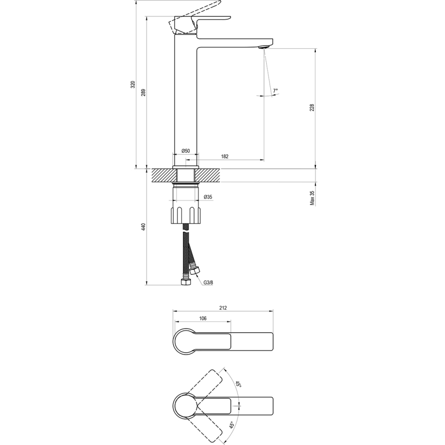 Ravak X070490 - Wastafelmengkraan SOLAR 29 cm zwart
