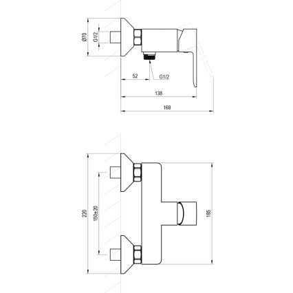 Ravak X070492 - Douchekraan SOLAR zwart