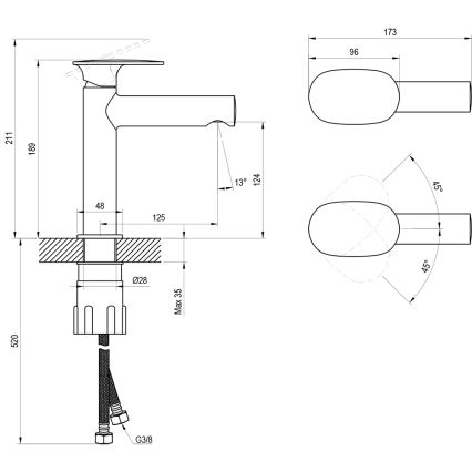 Ravak X070542 - Wastafelkraan SPRING 18,9 cm zwart