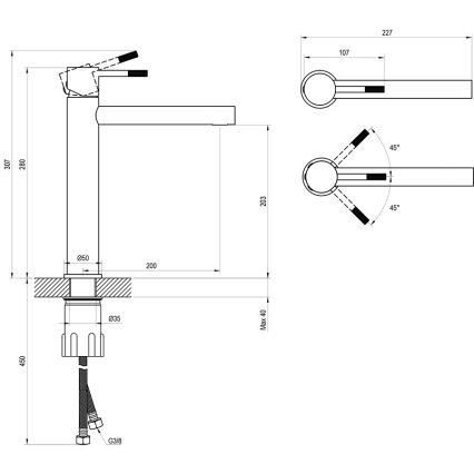 Ravak X070645 - Wastafelkraan NOX 28 cm geborsteld RVS