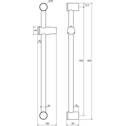 Ravak X07P012 - Douchestang 66,5 cm, glanzend chroom