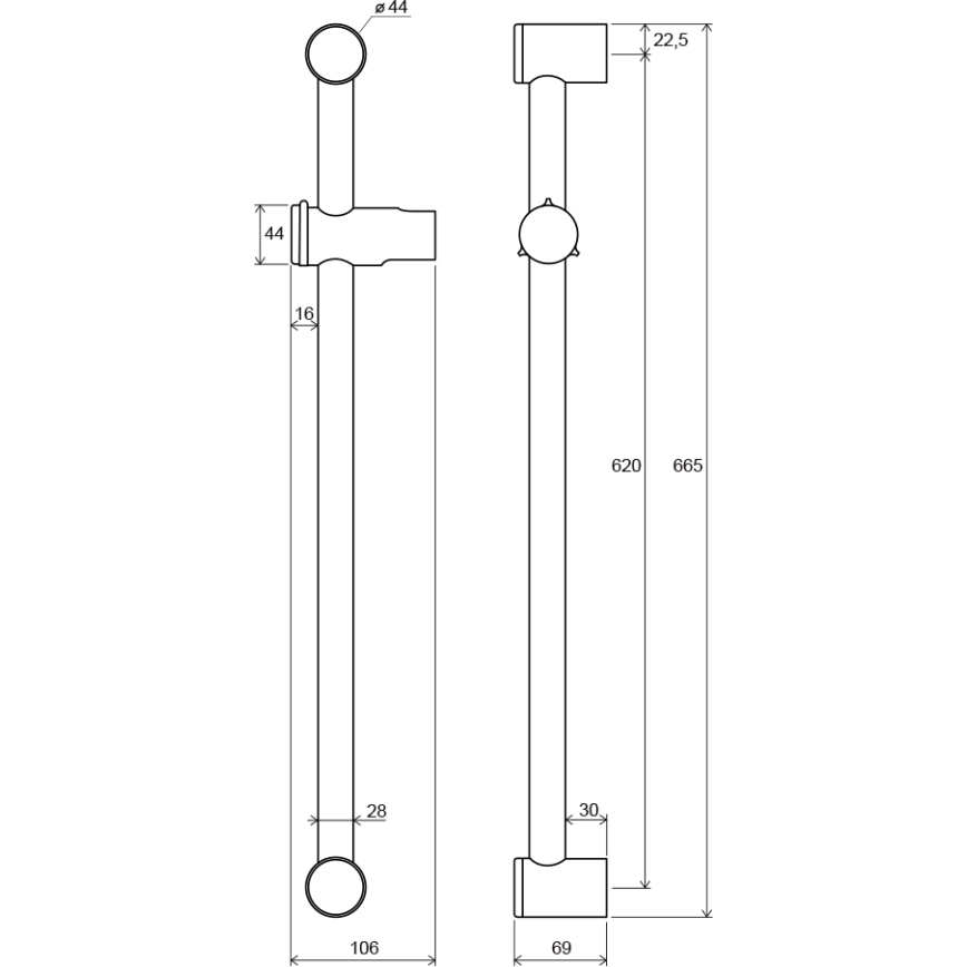 Ravak X07P012 - Douchestang 66,5 cm, glanzend chroom