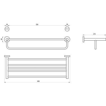 Ravak X07P1331 - Wandhanddoekhouder KONA 60 cm, geborsteld grafiet