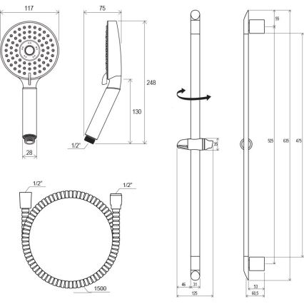 Ravak X07P177 - Doucheset in glanzend chroom