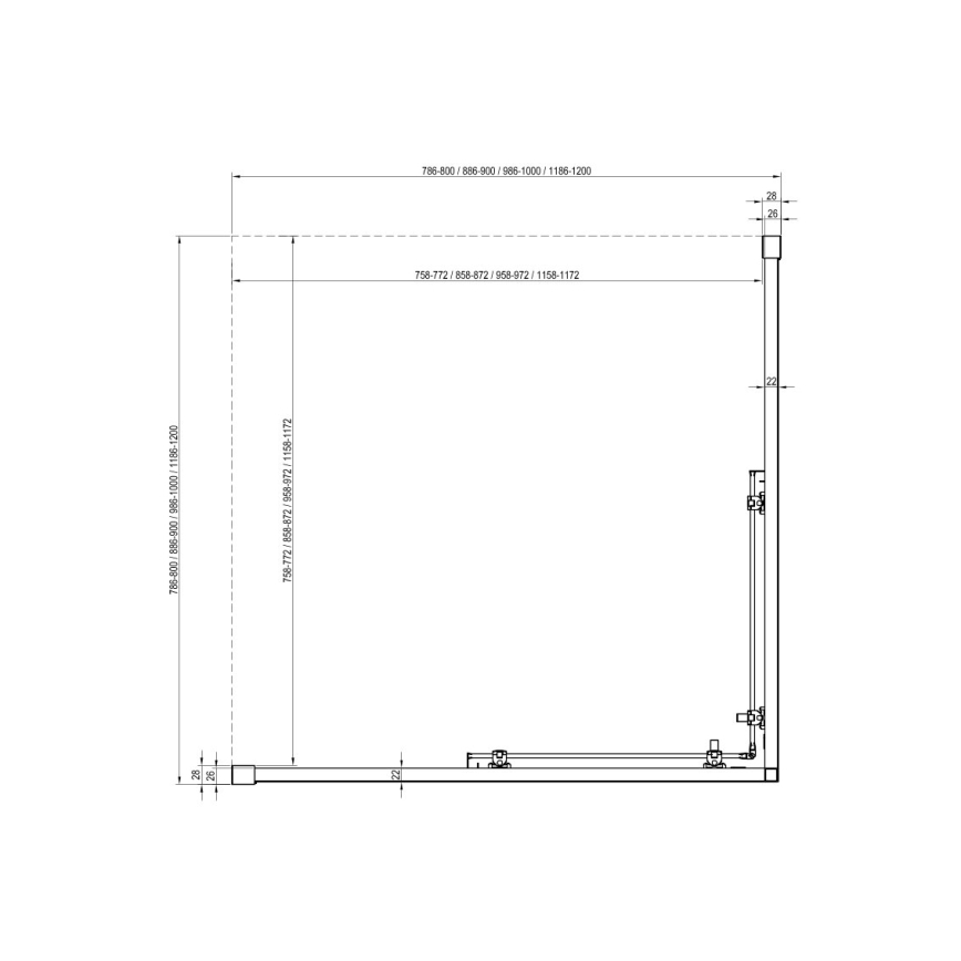 Ravak X1LM70300Z1 - vierdelige hoekkabine BLIX SLIM 90x90 cm zwart