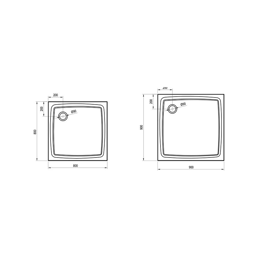 Ravak XA034411010 - Vierkante douchebak PERSEUS 80x80 cm wit